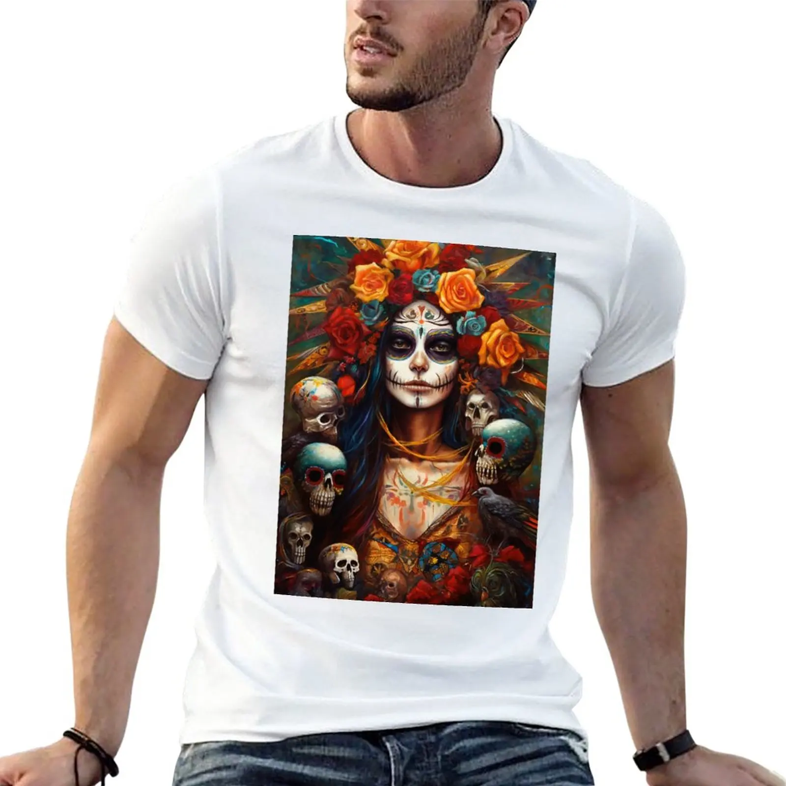 New Nuestra Se?ora de la Santa Muerte T-Shirt sports fan t-shirts summer clothes mens clothing