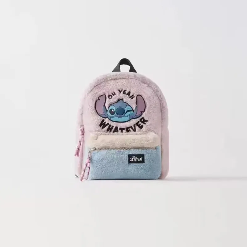 Disney Stitch Plush Children's School Bag Kindergarten Cute Fashion Color Blocking Backpack Mochila Сумка Bolsos De Mujer