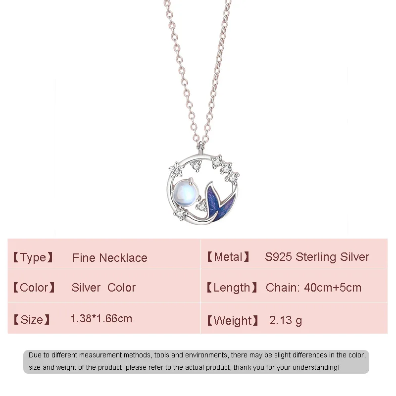 JIALY European S925 Sterling Silver Necklace Summer AAA CZ Fish Tail For Women Birthday Party Gift Fine Jewelry