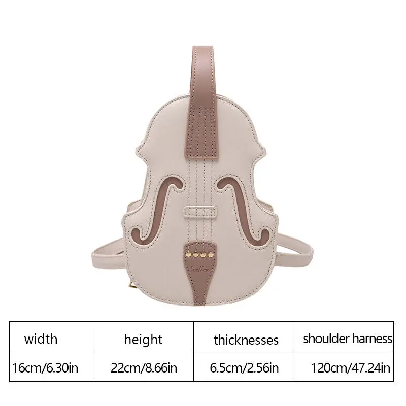 Fashion Creative Violin Female Crossbody Bag PU Leather Violin Shape Small Backpacks for Women Sewing Thread Shoulder Bag 2023