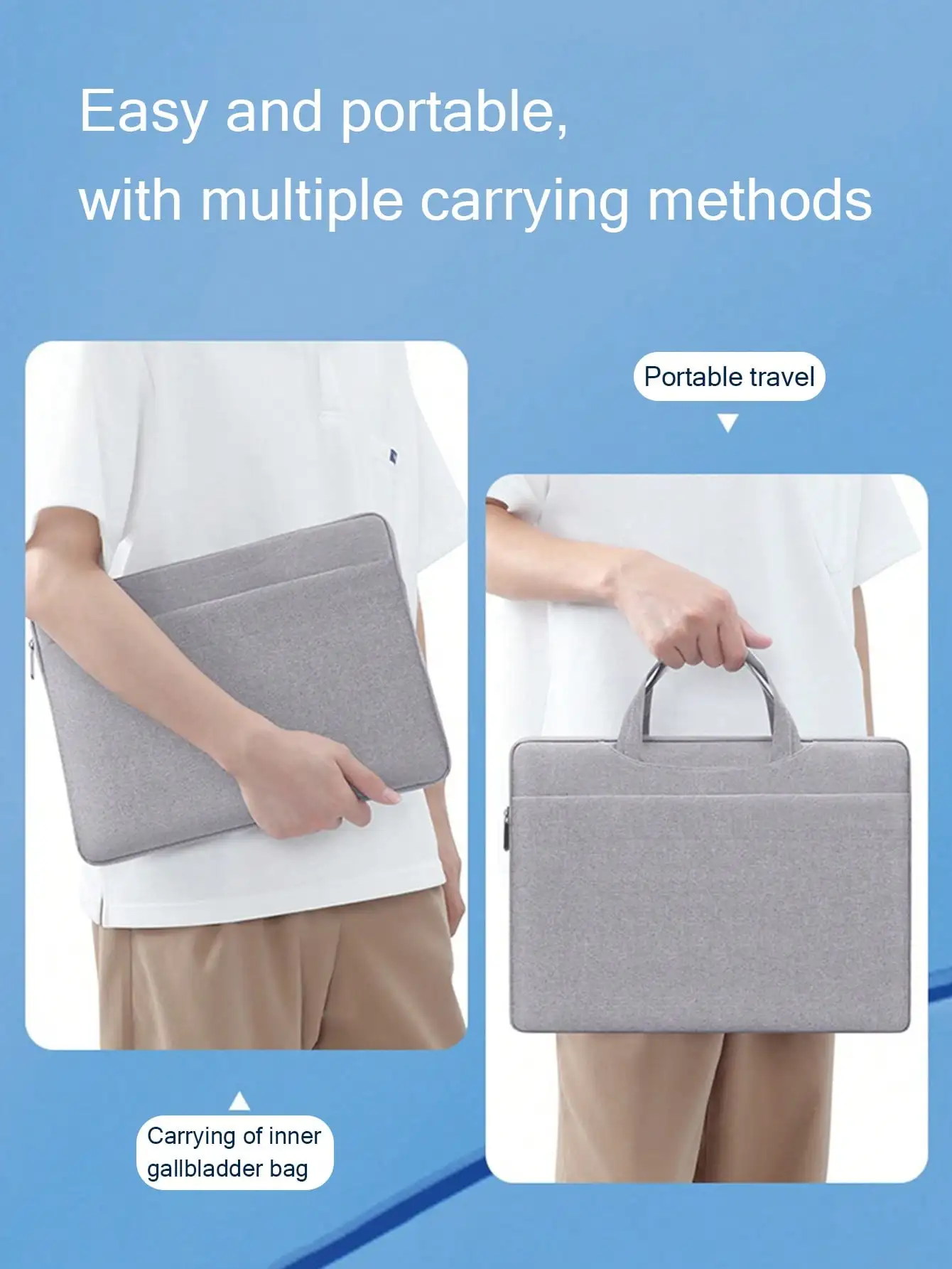 Casual Business Briefcase, Waterproof Two-In-One Computer Bag, Satchel Liner Bag, Dual-Purpose, Portable Multi-Functional Office and Work Clothing Computer Bag