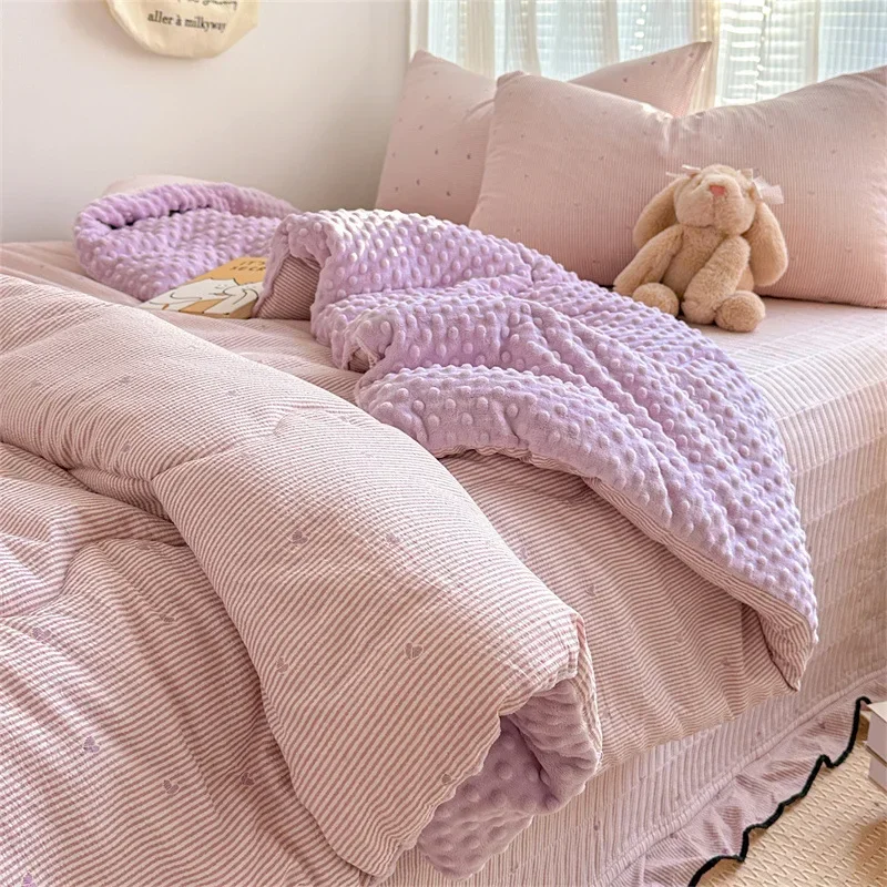 Soft Lightweight Print Cotton Quilt Thickened Spring Autumn Quilts Autumn Winter 3kg 4kg 5kg Warm Blanket Single Double Duvets