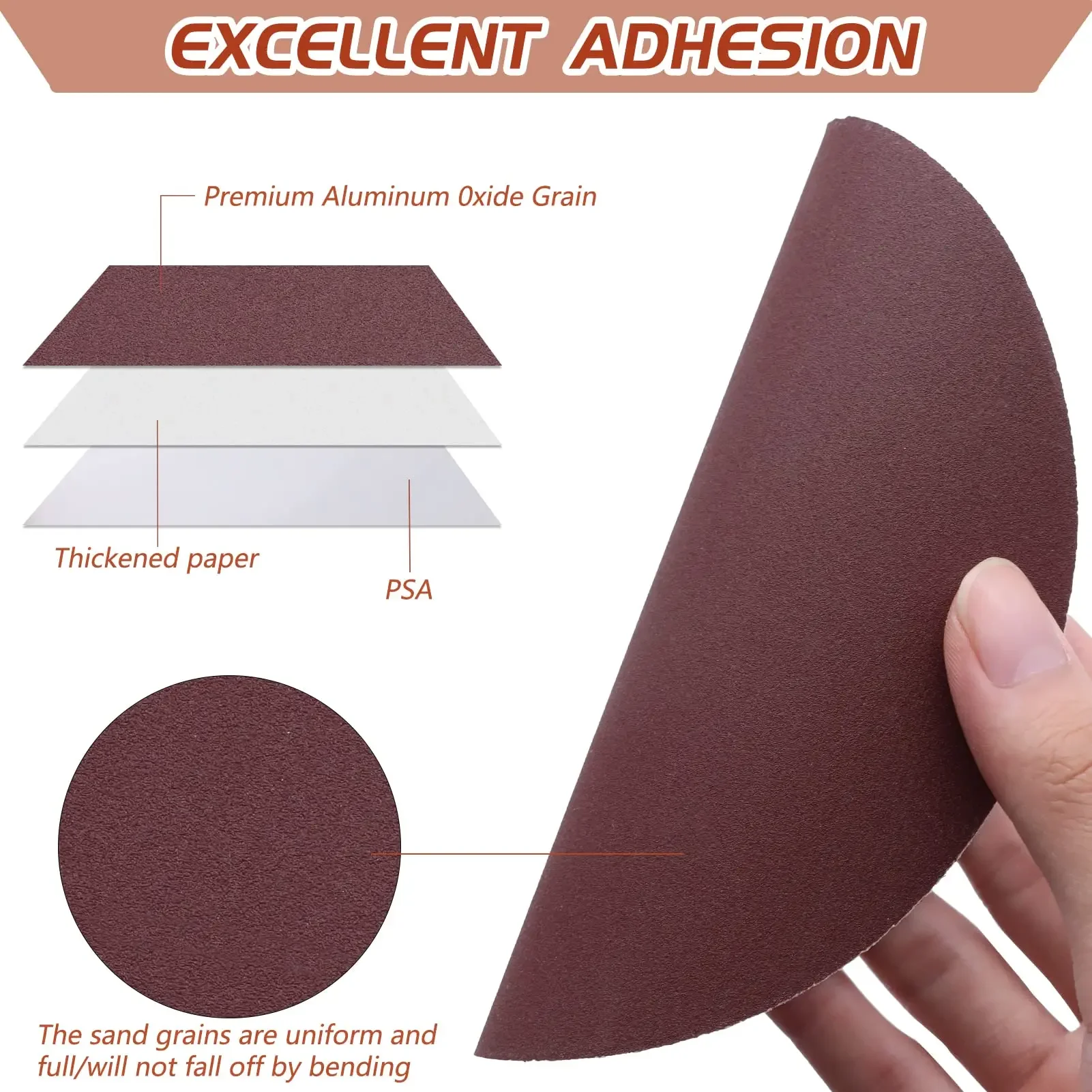 6-Inch PSA Sanding Discs – Self-Stick Aluminum Oxide Sandpaper (40–2000 Grit) for Random Orbital Sander | Wood, Metal & Dry Polishing 5