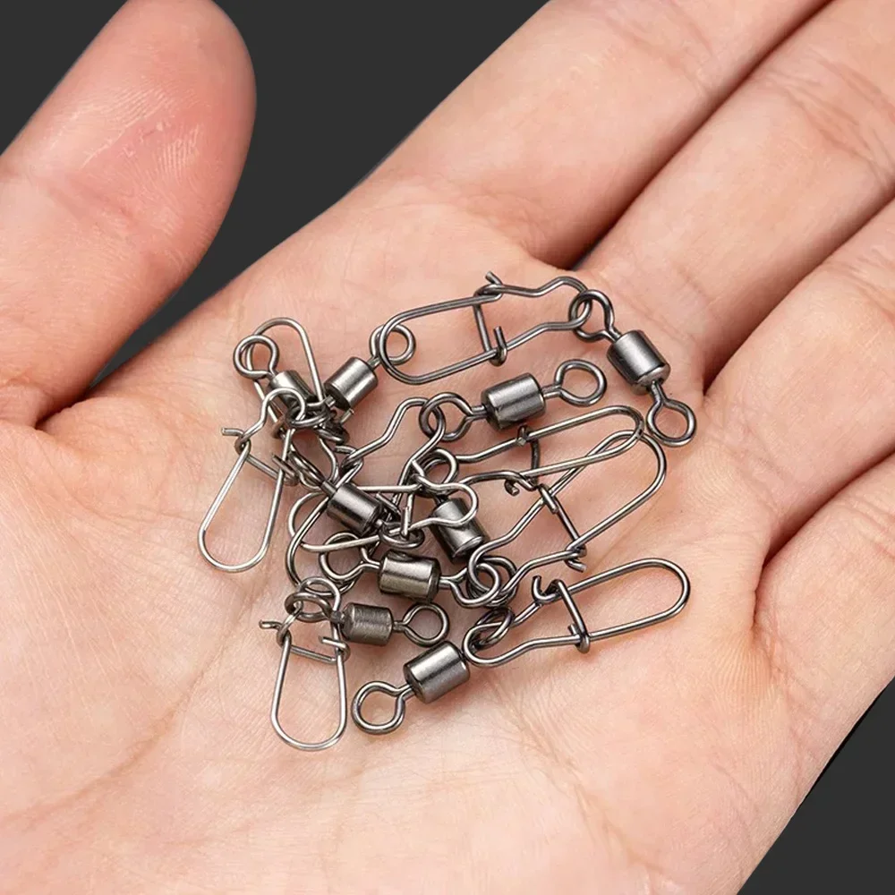 50 teile/schachtel Schwenk Snap Stecker Pin Roll Ring Angelgerät Box Schnalle Haken Locken Kit Draht Drehen Lager Pesca Werkzeug Getriebe – Detail 7