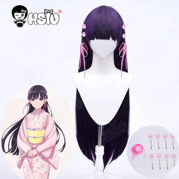 Saimori Miyo Peluca de cosplay de fibra sintética, Anime My Happy Marriage, peluca larga de color negro y morado, hsihsiu 」