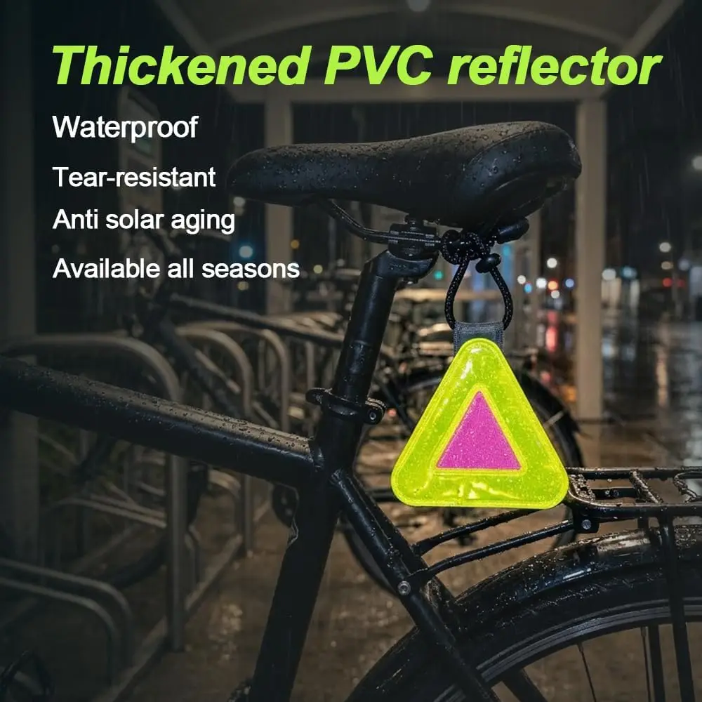 DOMEN Fahrrad-Reflektor-Dreieck für mehr Sicherheit beim Radfahren, Laufen, als Rucksack-Reflektor, zum Aufhängen am Fahrrad, Fahrradzubehör. – Detail 5