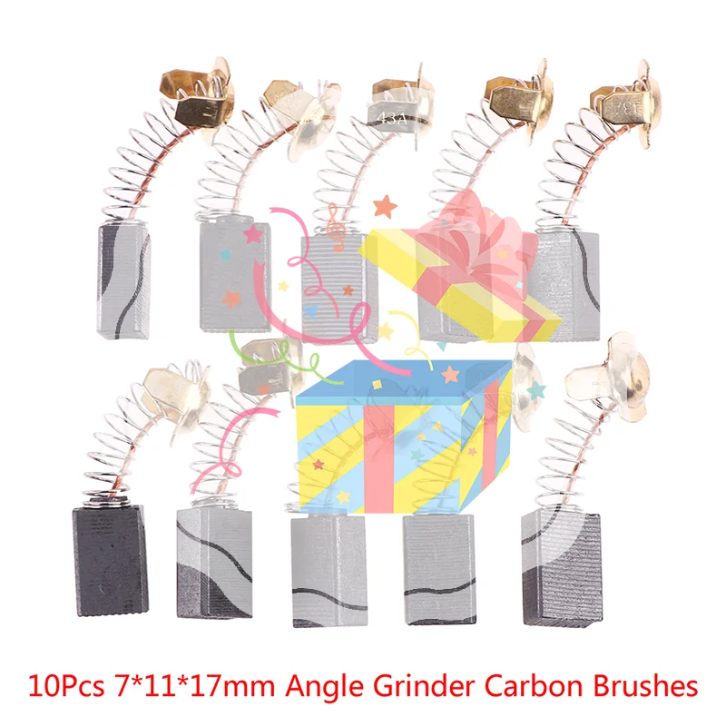 

10 шт. угловая шлифовальная машина угольные щетки 7*11*17 мм запасные части для двигателей электроинструментов