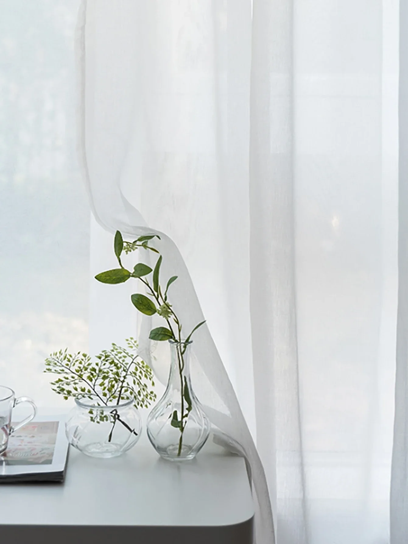 1 قطعة ستارة شفافة حديثة بلون واحد، ستائر نافذة لغرفة المعيشة، غرفة النوم، المنزل، شاشة نافذة فرنسية جروميت