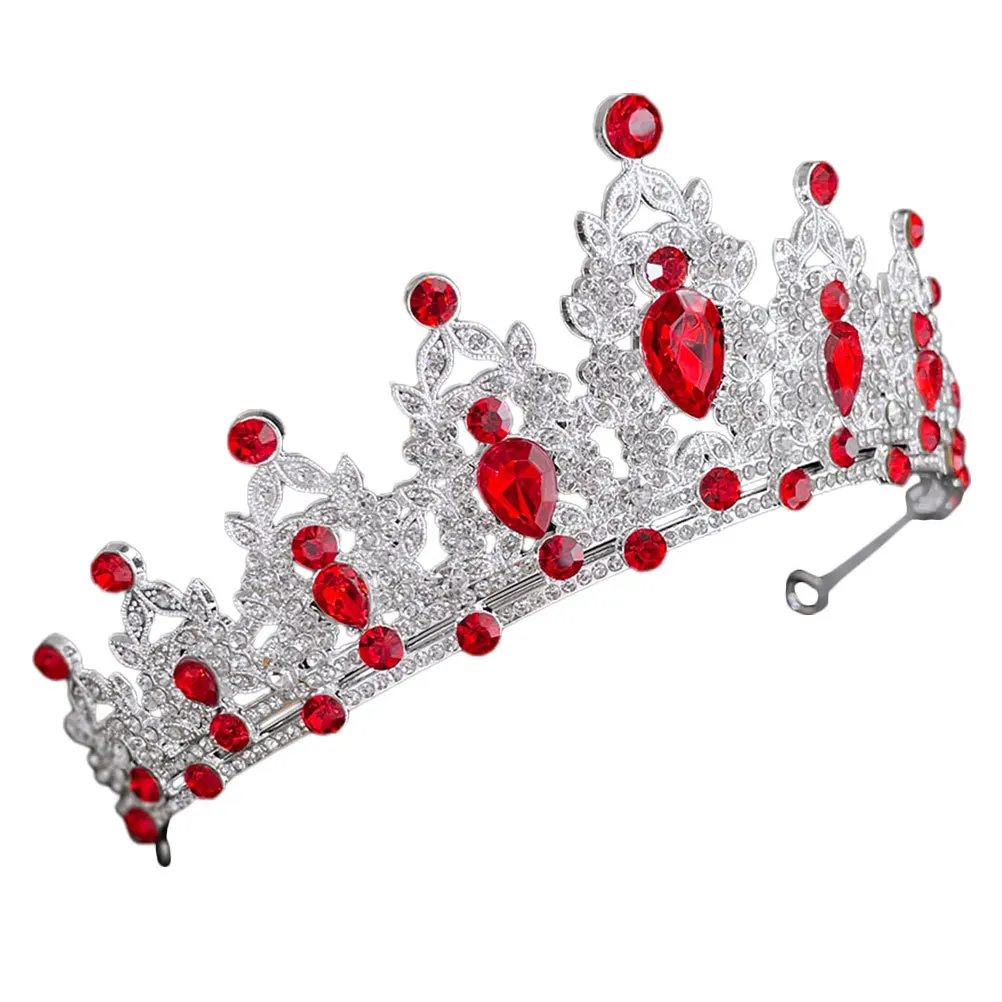 

Baroque Crown Headpiece Sparkling Red Crystal Tiara For Women Bridal Wedding Party Prom Crown - Rhinestone Queen Costume