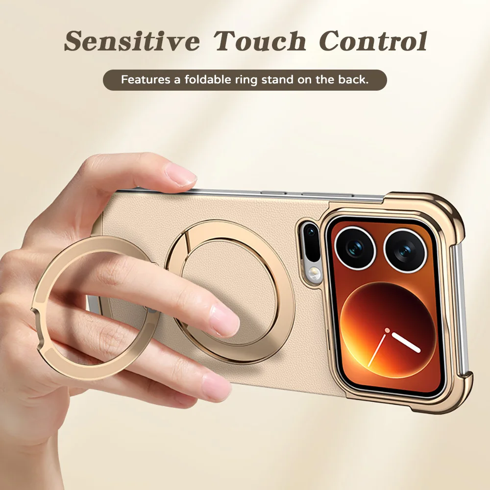 Ring Kickstand Magnetic Case for Xiaomi 17 Pro Max Shockproof Anti-Drop Phone Case Multi-Angle Hands-Free Stand Protective Cover