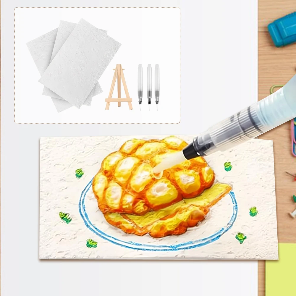 10 Pcs DIY Art Supplies Foam Texture Painting Paper with 12 Marker Pen&10 Chian Magic Puffy Paint Kit Sponge Canvas Art Supplies