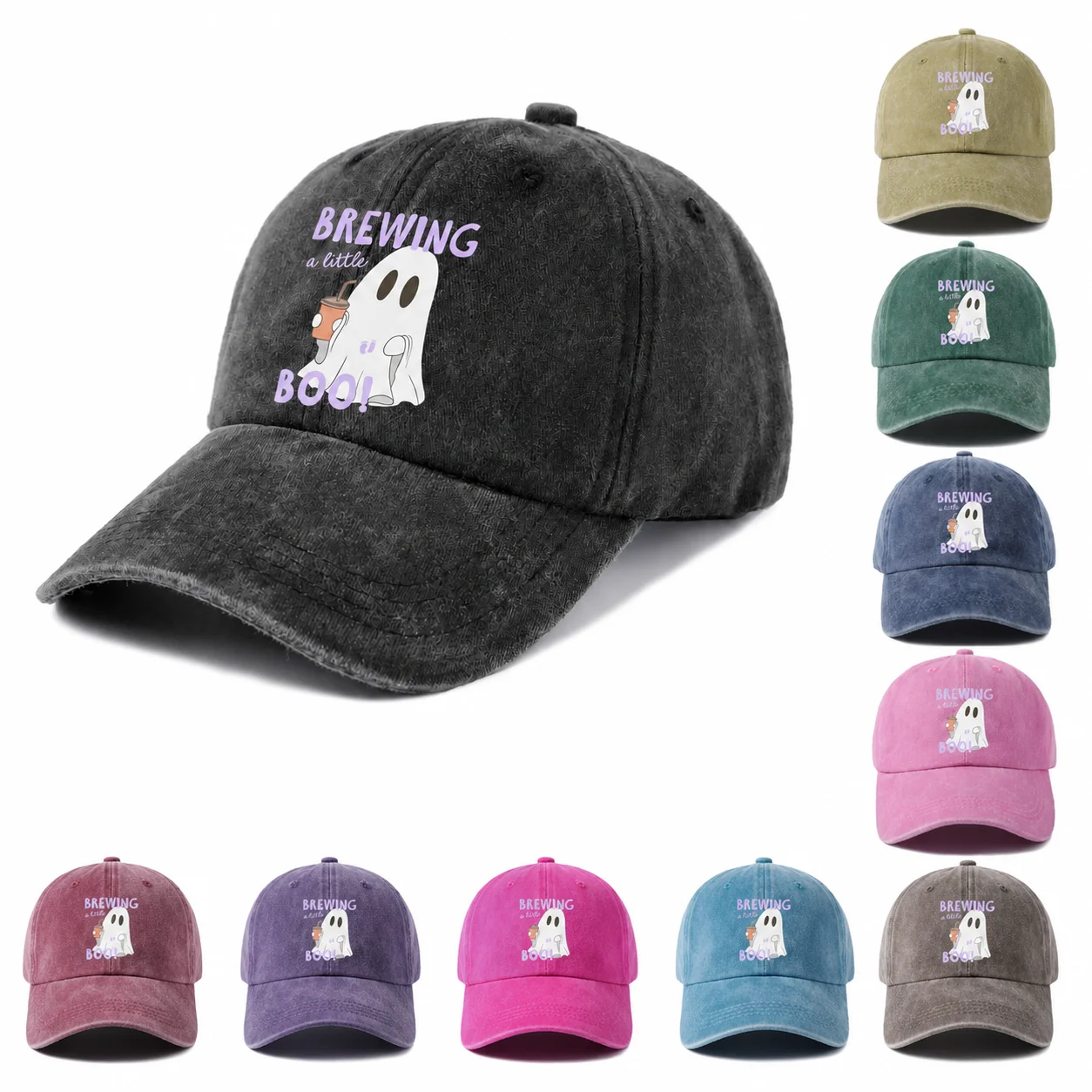 Little Ghost Brewing Announcement Graphic Baseball Cap, Vintage Washed Adjustable Unisex Dad Hat, Streetwear Gift