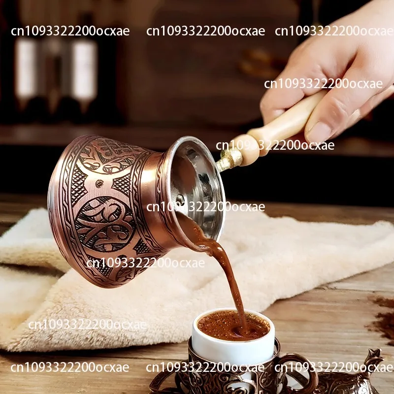 Turkey Imported Coffee Pot Pure Copper High-quality Wooden Handle, Silver Hand-brewed Pot, Open Flame Electric Ceramic Stove