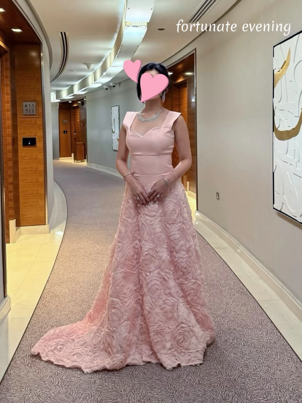 

Fortunate Evening Elegant Vintage Sweet Pink Flowers Lace Princess New Customized Formal Occasion Prom Dress Evening Party Gowns