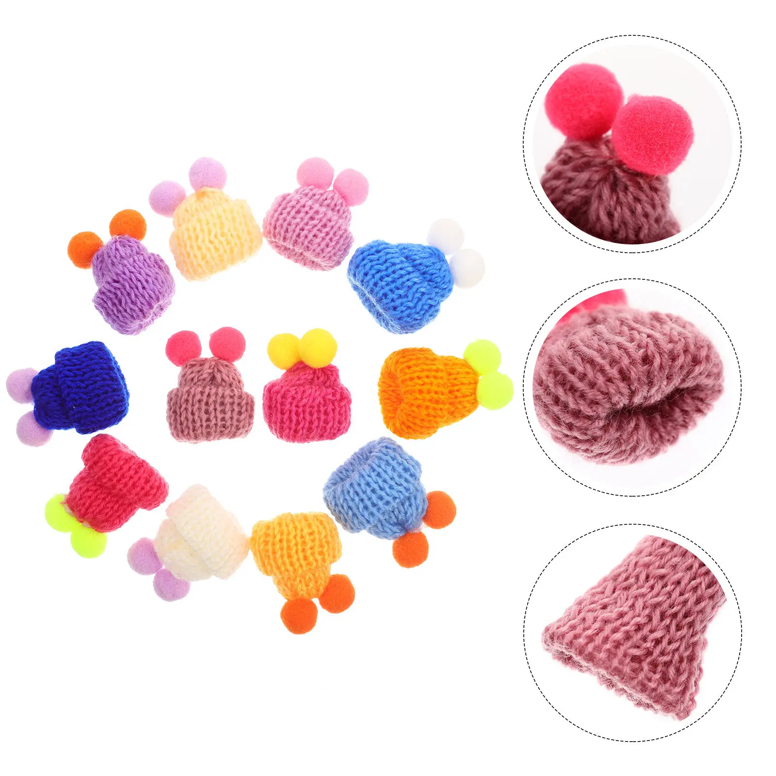 50pcs Mini Beanie Hats Tiny Yarn Decorations Small Snowman Knitting Craft DIY Accessories Reusable Safe Skin Friendly Unique