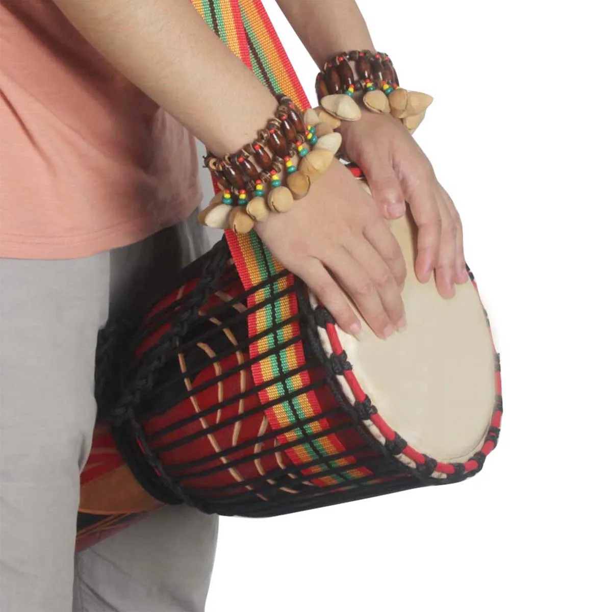 

Wrist Bell Hand African Handbell Wood Color Dance Bracelet Nutshell for Djembe Bamboo Child