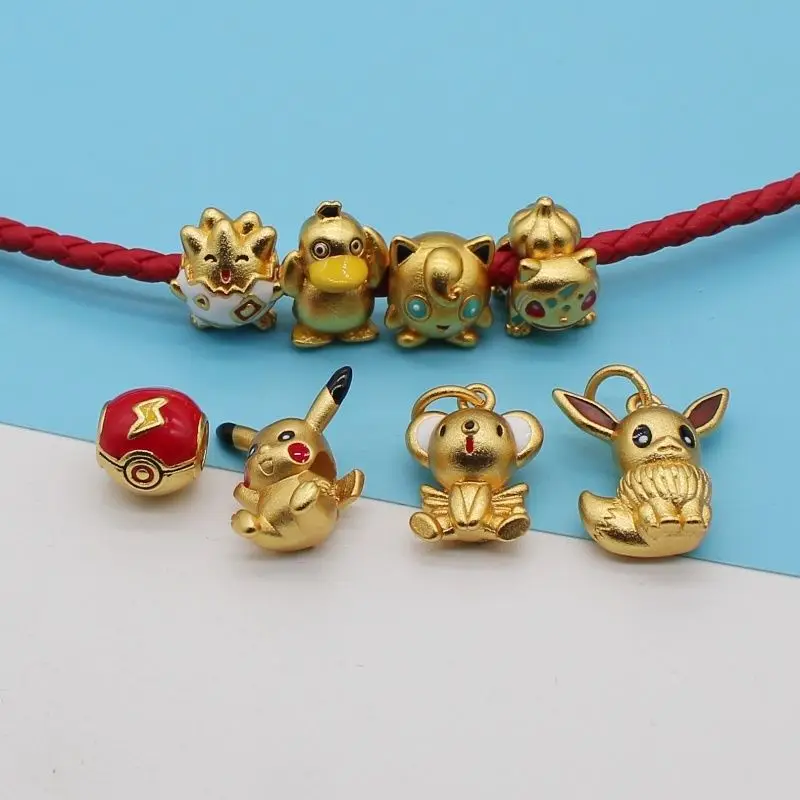 

2025 new sand gold cute cartoon accessories Pokémon Pikachu elf ball Bockbie Pokémon bead bracelet