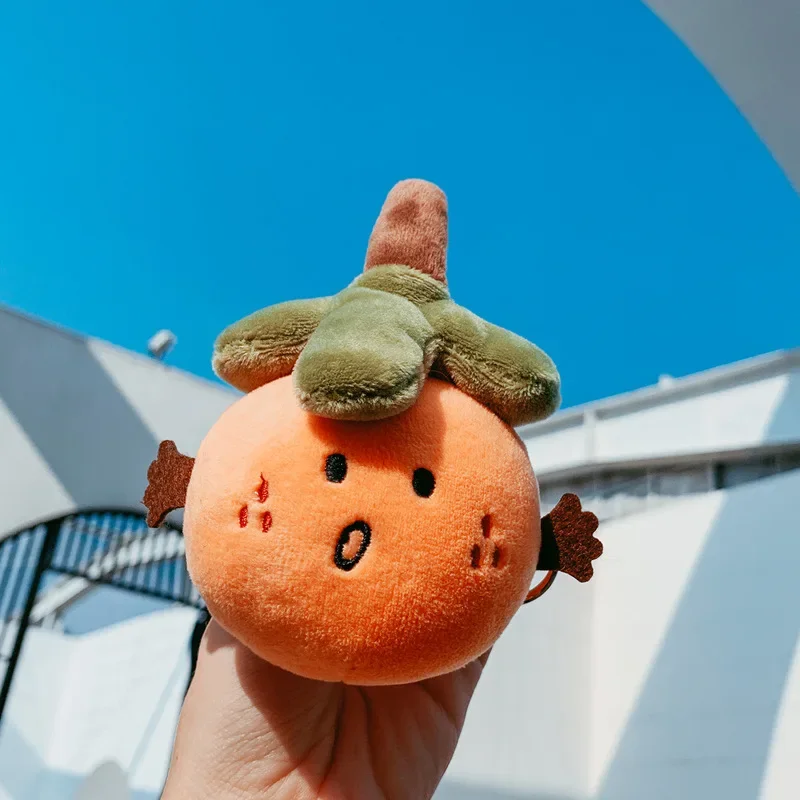 Cartoon Cute Surprised Little Orange Plush Pendant Keychain Creative Cute Fruit Plush Doll Backpack Charm Kids Birthday Gift