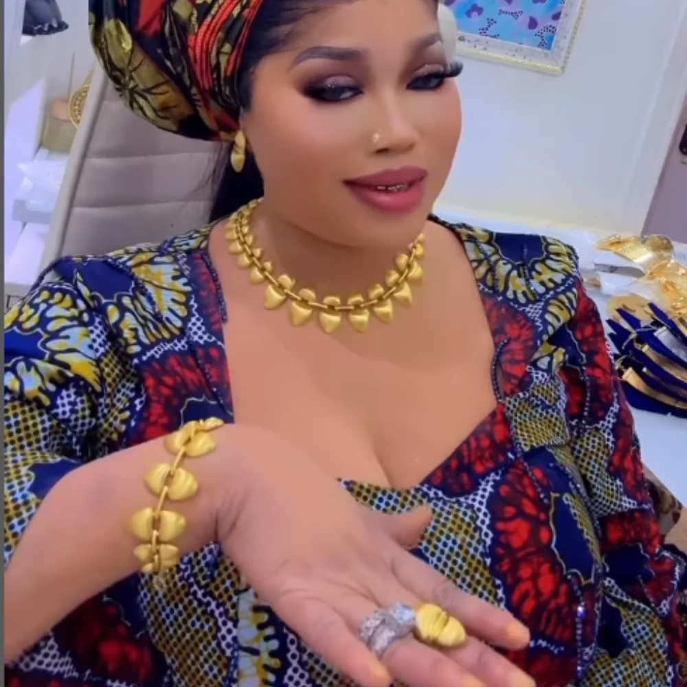 

Круглый итальянский массивный Дубайский позолоченный комплект ювелирных изделий, колье, ожерелье, серьги-капли, браслет, кольцо, африканский свадебный подарок для вечеринки