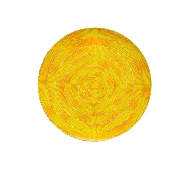 Sun yellow bone china tableware set European high-end sense home plate hotel ceramic steak plate simple style