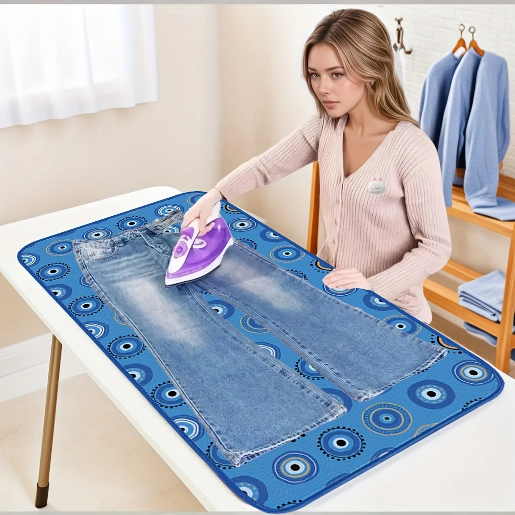 

Portable Hanging Ironing Mat with Heat-Resistant Surface Non-Slip Backing Foldable Design Durable Polyester for Travel Home Use