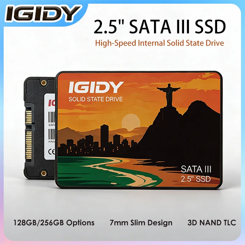 【IGIDY】2.5" SATA III SSD 128GB/256GB 7mm Slim Internal Solid State Drive 3D NAND TLC for Laptop Desktop Mini PC All‑in‑One PC