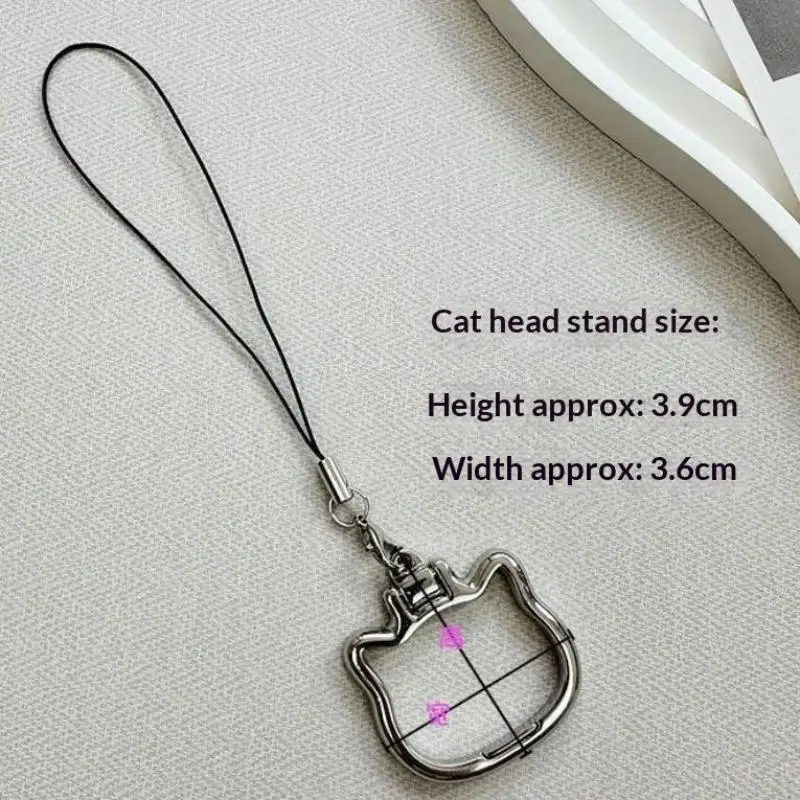 Cute Cat‑Shaped Alloy Phone Lanyard 2‑in‑1 Finger Ring Foldable Stand for Video Watching Daily Use & Travel view 6
