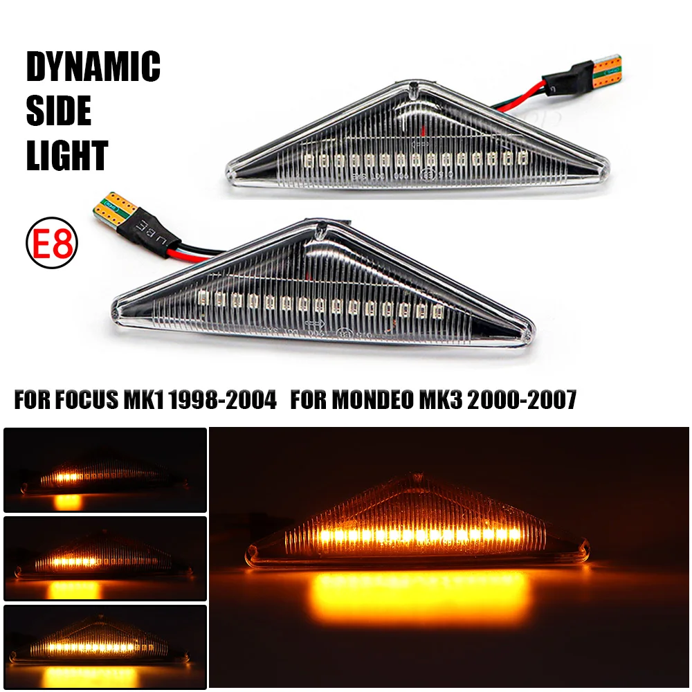 2Pcs LED Sequential Light Side Fender Turn Signal Lamp For Ford Focus MK1 1998-2004 For Mondeo MK3 2000-2007 Second Generation