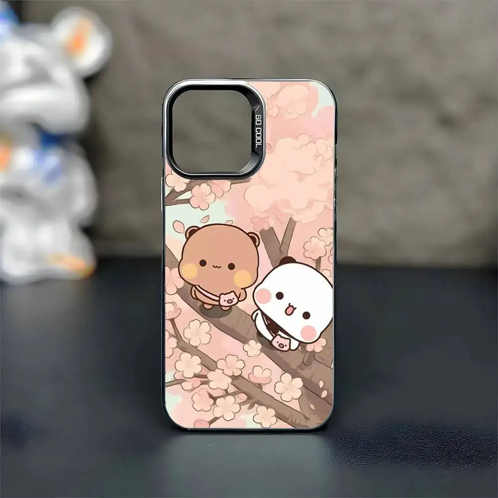 حافظة هاتف مضحكة لطيفة BuBu DuDu لهاتف iPhone17,16,15,14,13,12,11 Plus، Pro Max غطاء أسود غير لامع مقاوم للصدمات