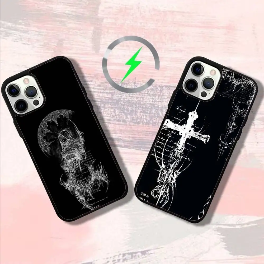 

Gothic Cyber Sigils Phone Case For iPhone 16,15,14,13,12,11,Pro,Max,Plus,Mini,SE4,E Magnetic Magsafe Wireless Charging