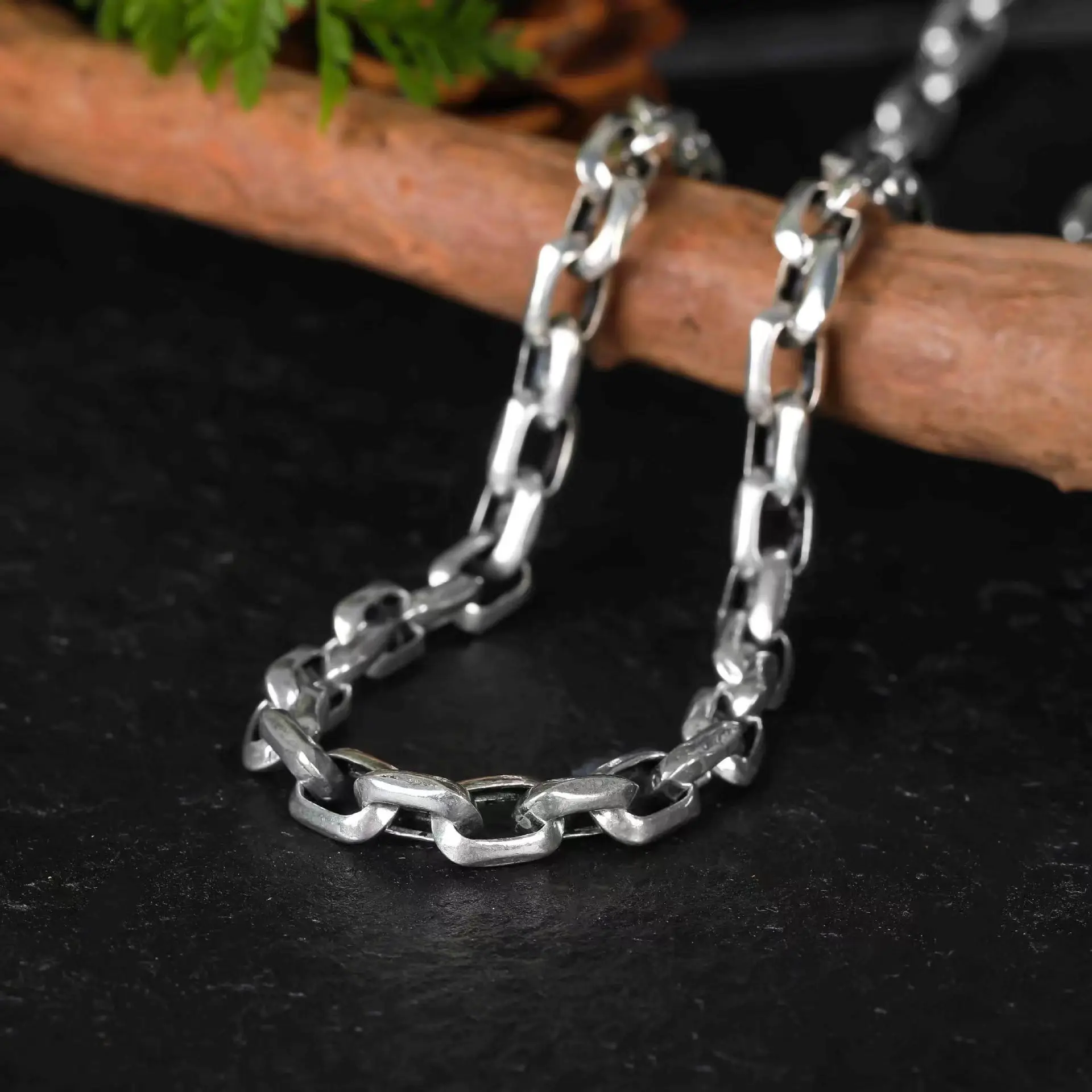 

JS Vintage Gothic Punk Men S925 Sterling Silver O Shape Chains Necklaces for Male Hip Hop Birthday Party Jewelry Accessories