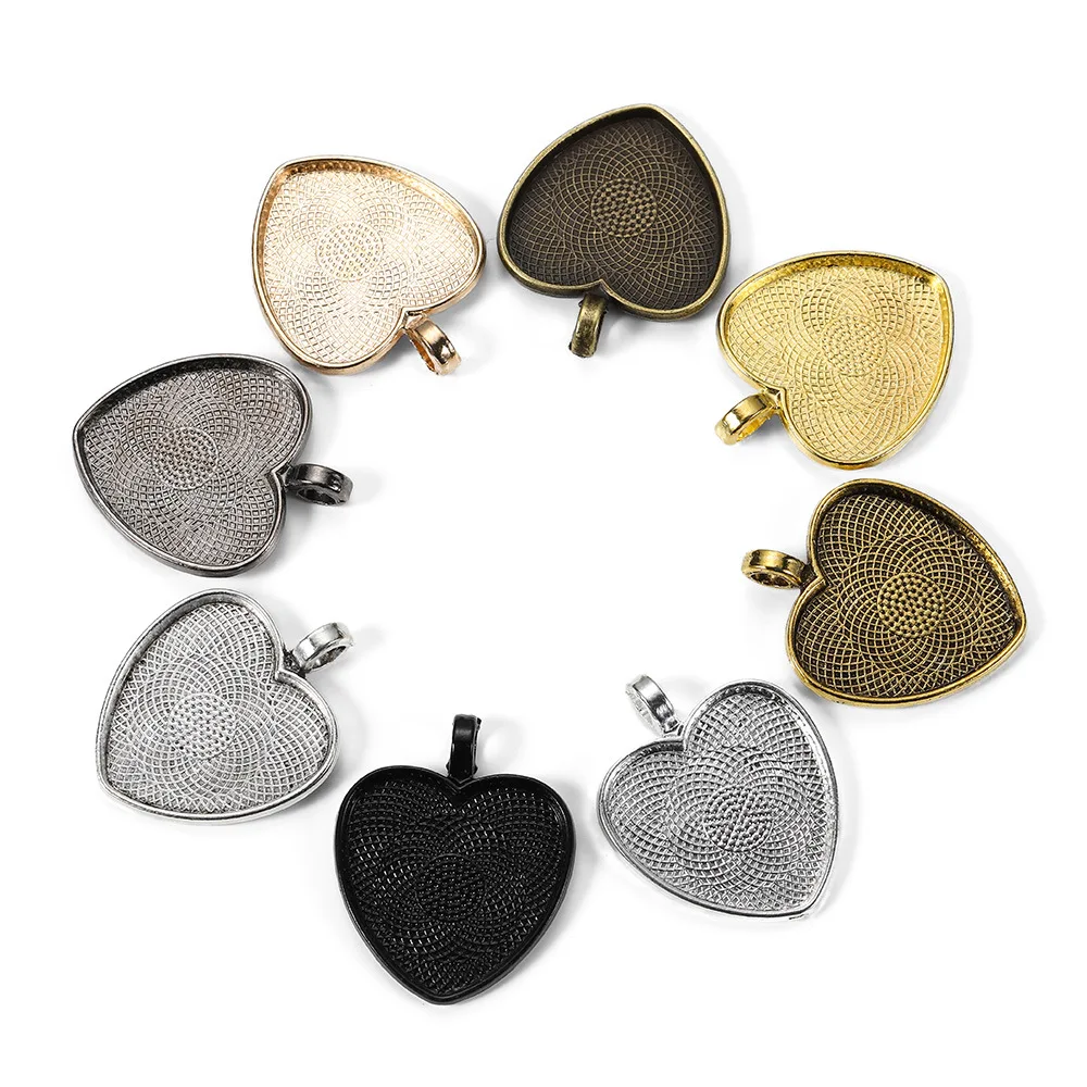 25mm heart-shaped Pendant Base Vintage Alloy DIY Accessories Love Time Jewel Pendant Pendant