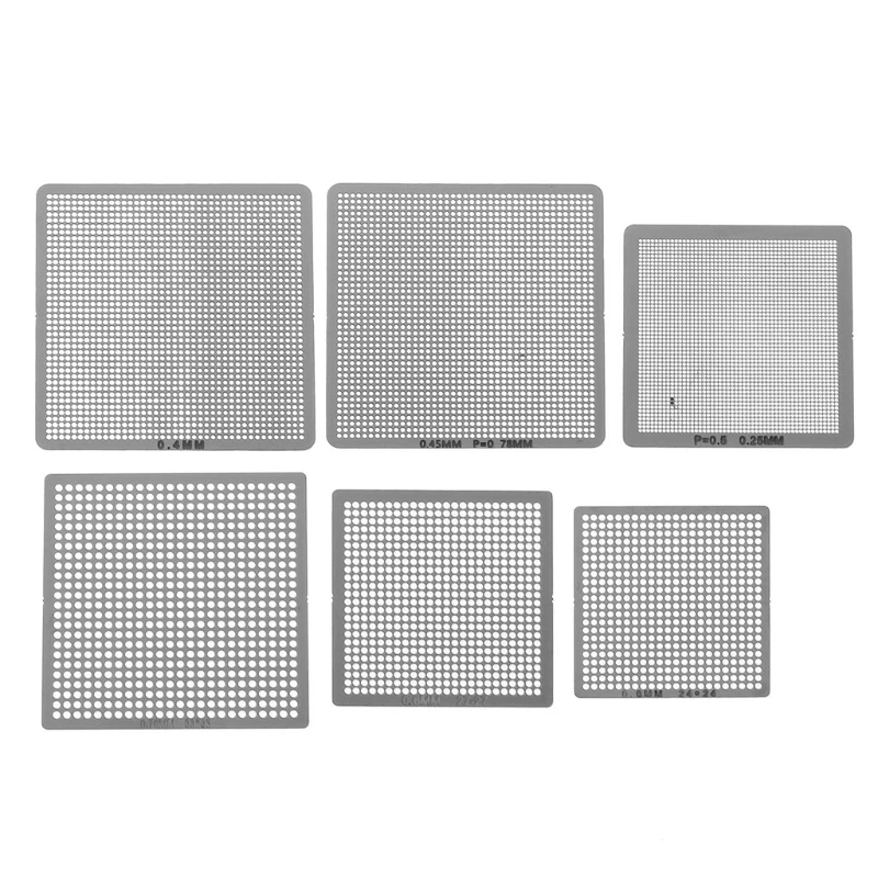 E9LB BGA Rework Net,27pcs BGA Universal Reballing Rework Net Stencils Steel Template Mesh Directly Heat Set  for Laptop