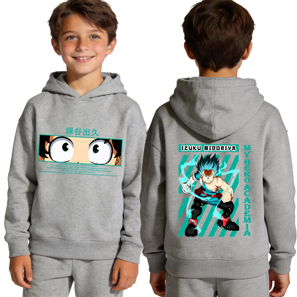 My Hero Academia Deku Anime Hoodie, Kinder Jungen Mädchen Unisex Kinder Kapuzenpullover, Doppelseitig Bedruckter Langarm-Pullover – Detail 7