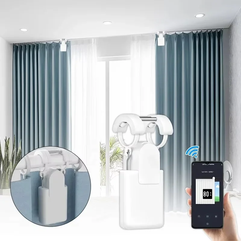 Smart Home Products Bluetooth Electric Curtain Controller Rod And Rail Tuya Voice Wireless Remote Control Curtain Robot