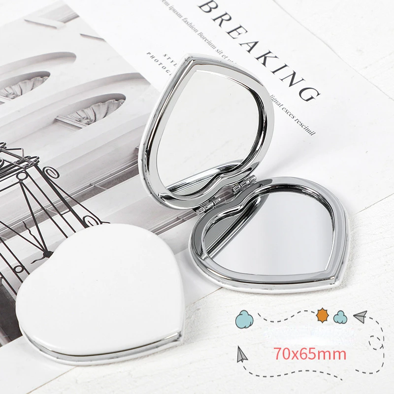 White Makeup Mirror PU Folding Pocket Mirrors Portable DIY Customized Creative Metal Student Small Vanity Mirror Gifts Wholesale