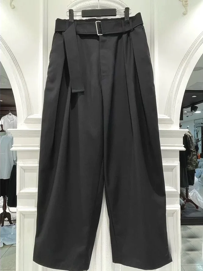 

No Brand Men's Casual Straight Leg Pants No Ironing Required Belted Trousers for Men American Style Comfortable Breathable