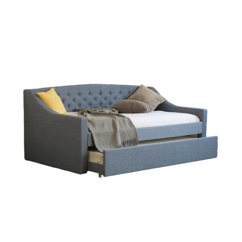 Wholesale Cheap Button Design Sofa Living Room Single and Double Fold Sofa Bed Dark Grey Sofa Bed Day Bedpromote sales