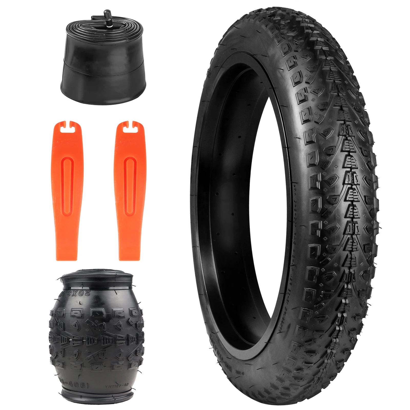 

ZUKKA 1 Pack E Bike Tire Fat Bike Tire 20"/26"x3" Electric Bicycle Tire With Tube and Levers for Mountain Snow and Beach Bike