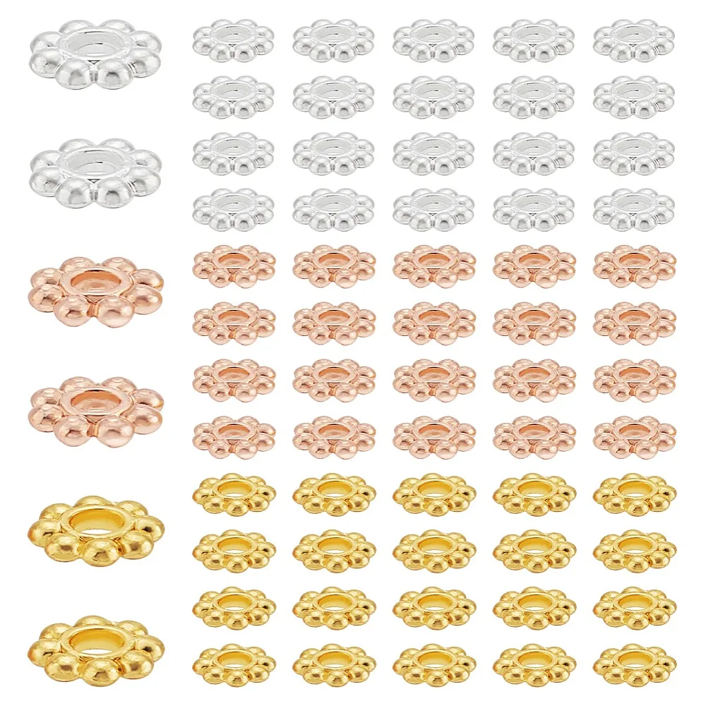 

1set 126pcs 3 colors Zinc Alloy Spacer Beads Rose Flower 4x1.5mm Hole: 1.2mm 42pcs/color