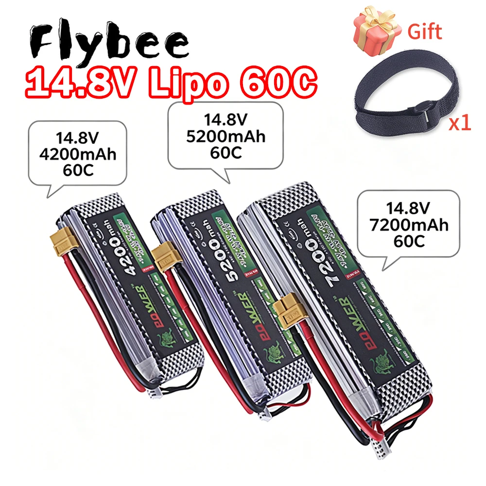 14.8V 4200mAh 4S 5200mAh 14.8 V 7200mAh Large Capacity Lipo Battery MAX 60C High Rate XT60 Deans T, Drone FPV Quadcopter RC Toys