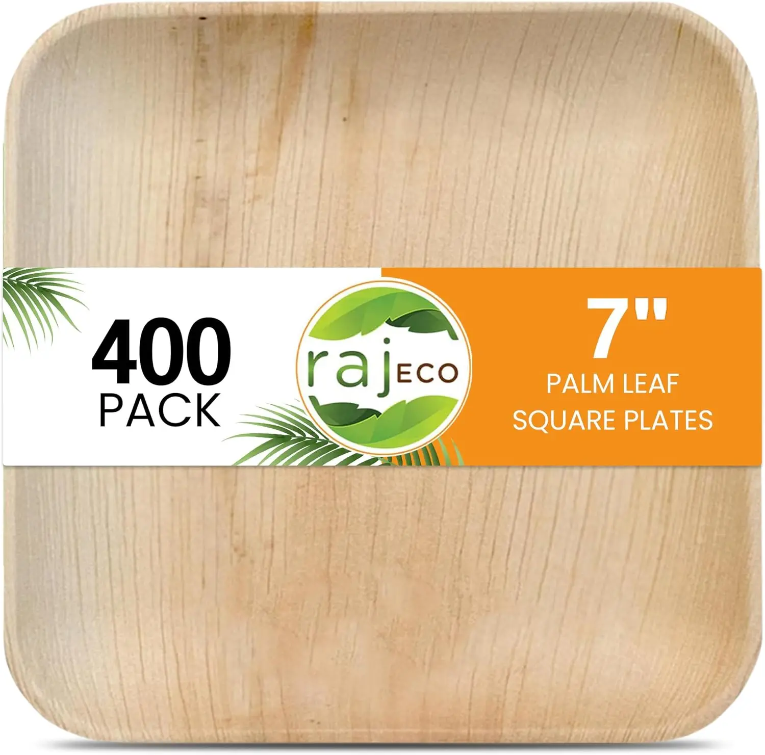 

Palm Leaf Plates [400-Pack] 7" Square Plates like Bamboo plates Disposable