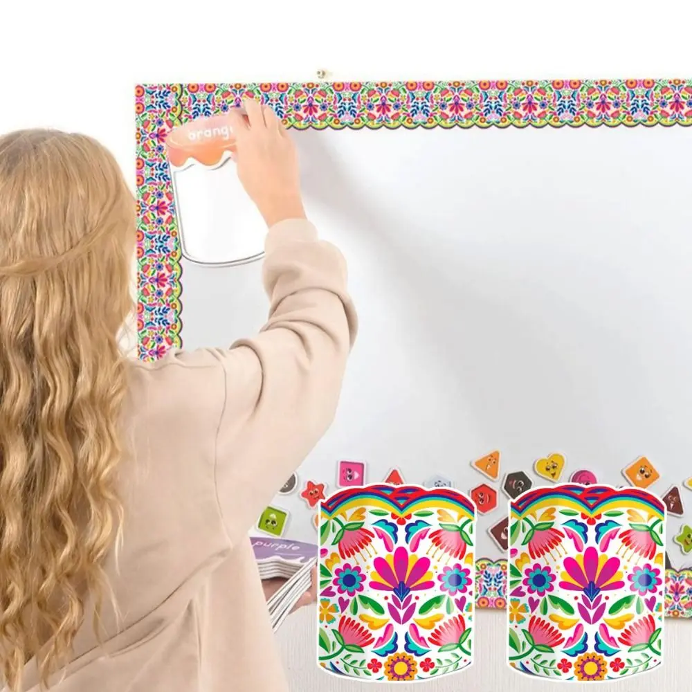 Mexican Flowers Border Decorative Sticker Self Adhesive DIY Poster Border Stickers Border Trim Sticker