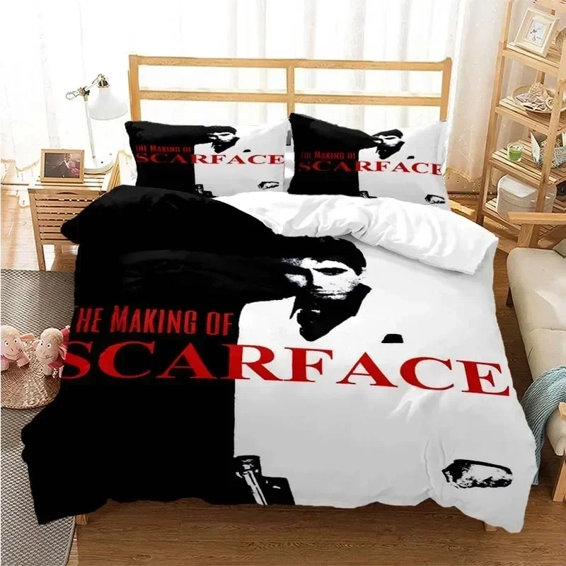 3D Print Tony Montana Scarfaces Comfortable Duvet Quilt Cover Pillowcase Bedding Set Children Bedroom Decoration Home Textile 4