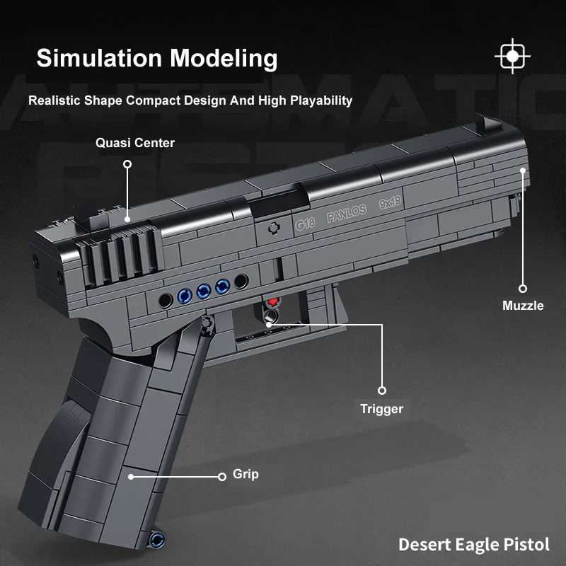 336PCS WW2 Militaire Wapens Guns G18 Automatische Pistool Bouwstenen Model Kan Vuur Kogels Kit Leger Moc Bricks Speelgoed jongens Gift