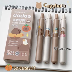 4PCS/Set Capybara Gel Pen Cute Pocket Pen Quick Dry Writing Pen For Students 0.5MM Black Refill Neutral Pen School Office Supply