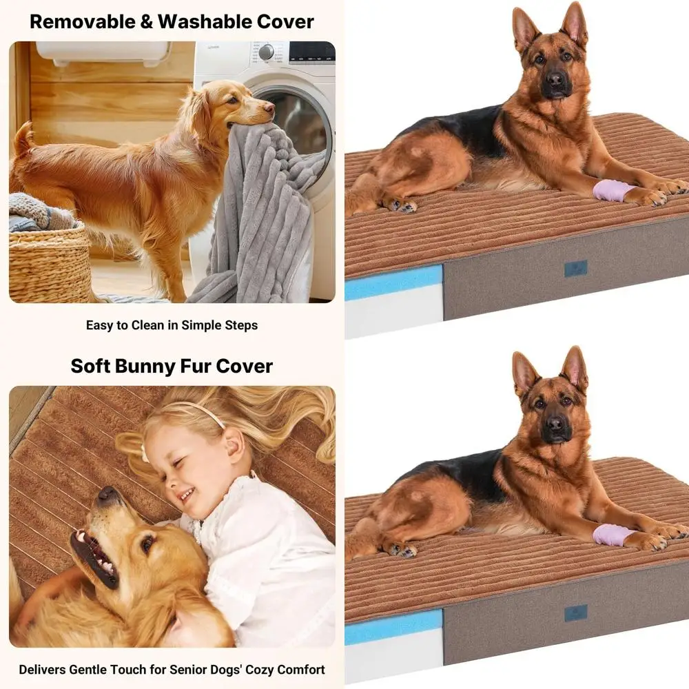 

Ортопедическая кровать для собак толщиной XXL с водонепроницаемым вкладышем, мягкая поверхность, съемный чехол, нескользящее основание, 52x36