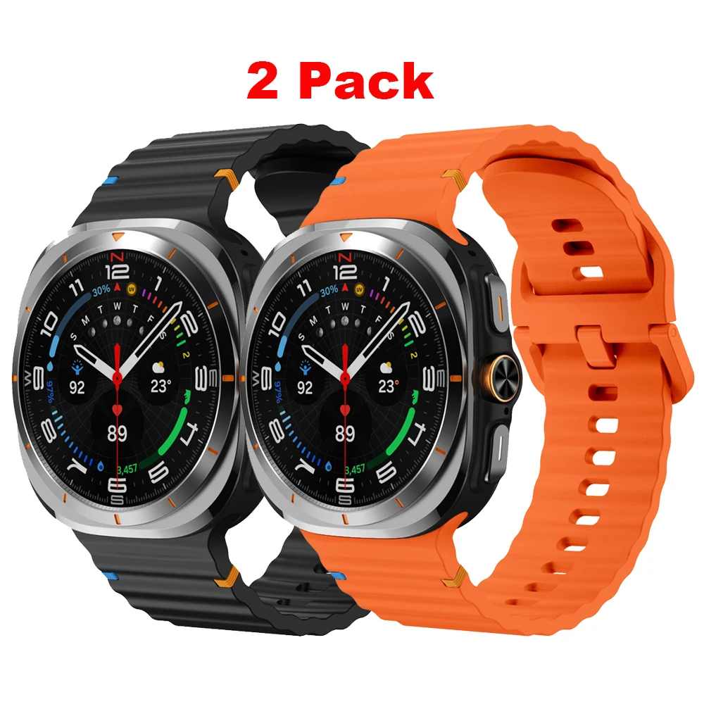 2PCS Silicone Strap For Samsung Galaxy Watch Ultra 47mm Band Accessories Smartwatch correa Galaxy Watch 7 Ultra Sport Bracelet