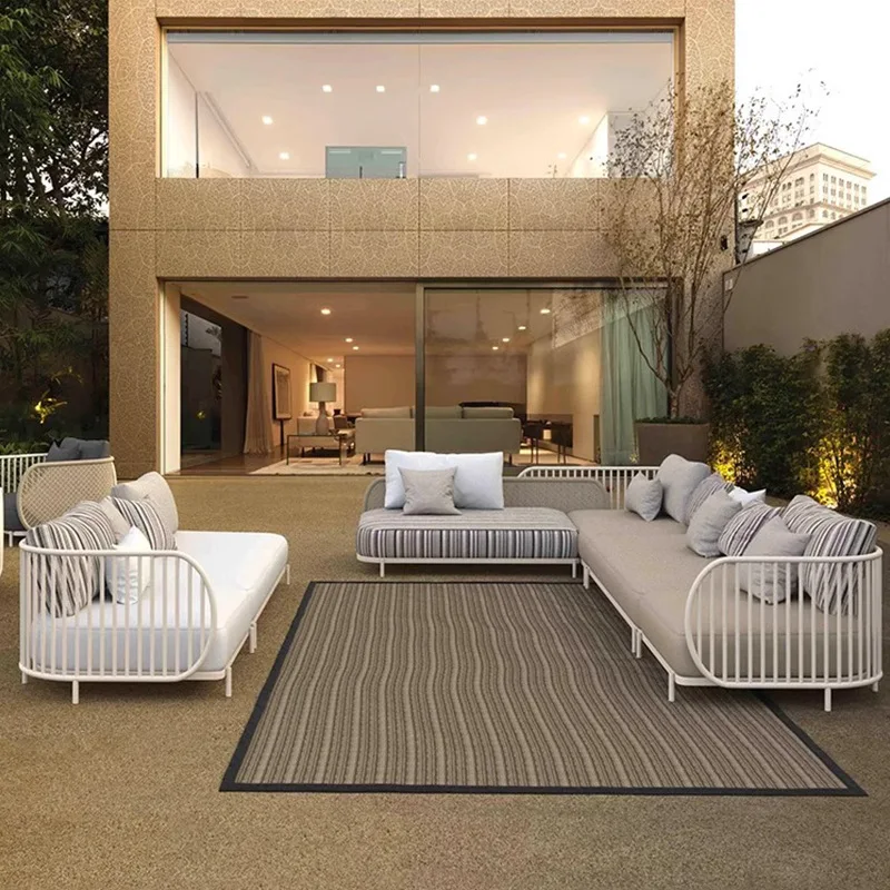 

Garden Outdoor Sofa Rattan Single Braided Rope Terrace Outdoor BalconyHomestay Furniture Coffee