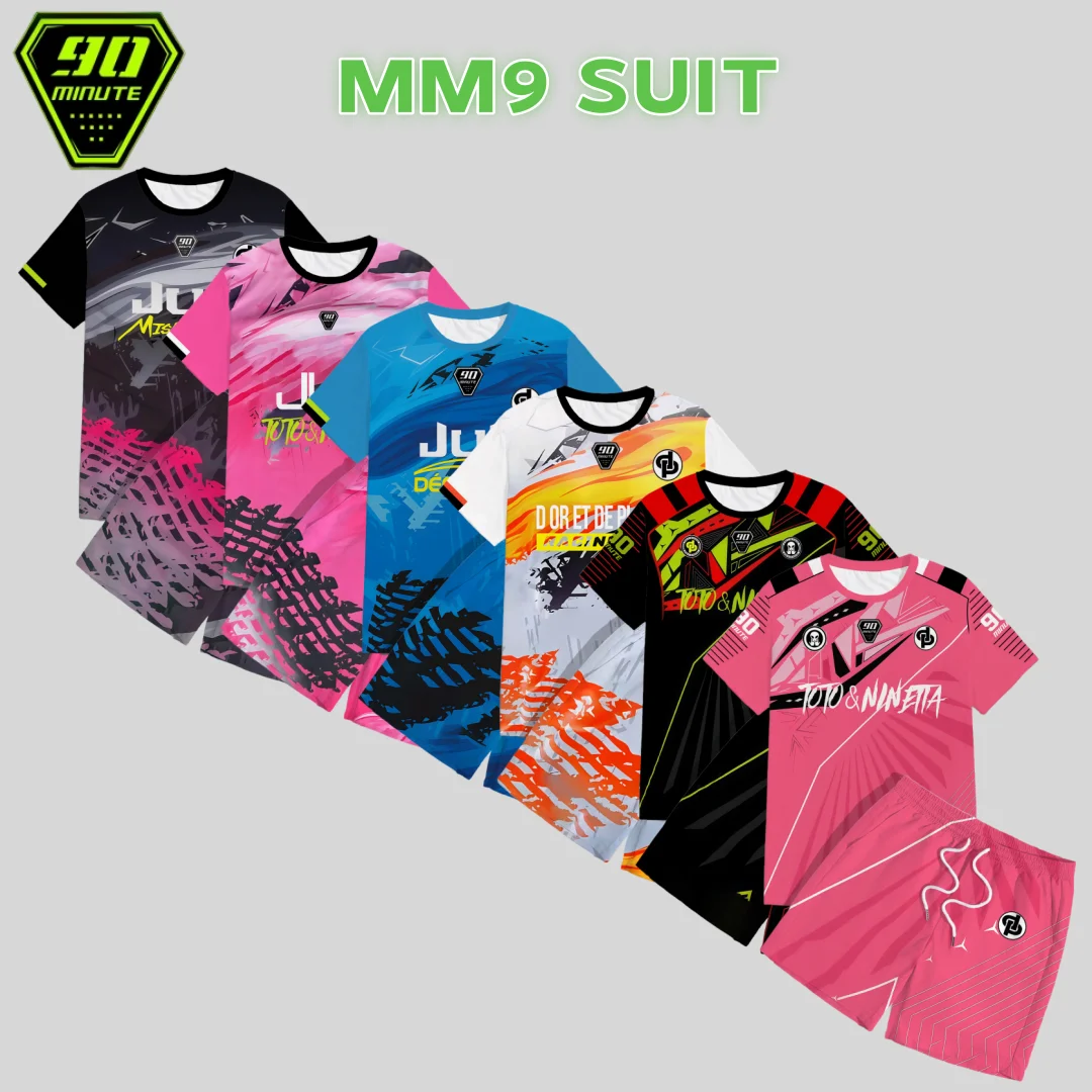 

90 Minutes Series MM9 JUL 2PCS Football Shirt Men's Summer Outdoor Sports Quick-drying Jersey Fitness Training O-neck Men's Suit